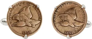 Tokens & Icons Cufflinks - US Flying Eagle Cent Piece (55FEC)