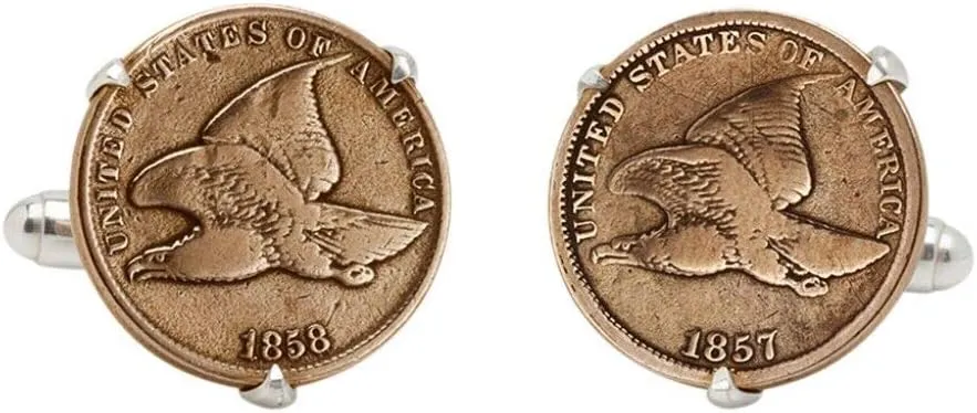 Tokens & Icons Cufflinks - US Flying Eagle Cent Piece (55FEC)