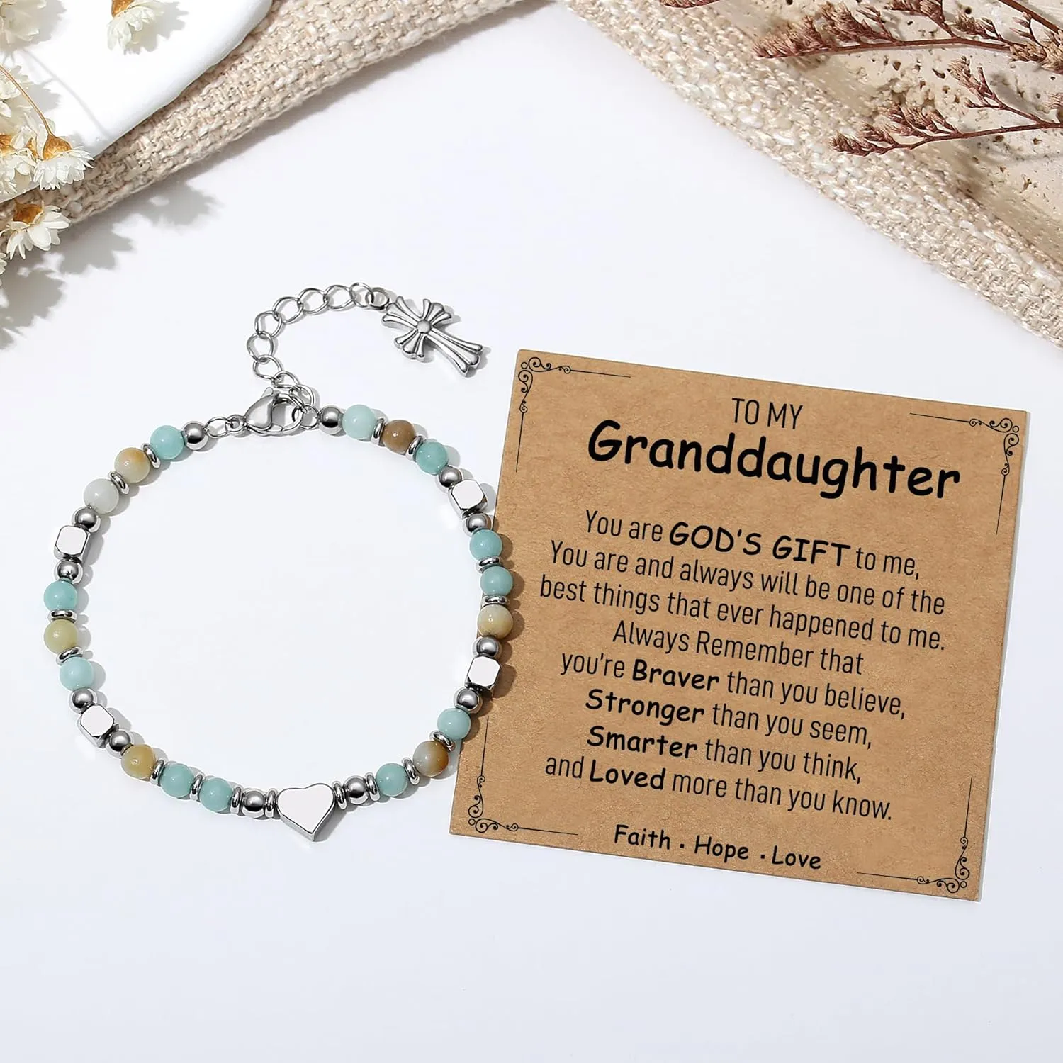 TONY & SANDY Christian Gifts for Women, Religious Cross Bracelet Jewelry, Easter Basket Stuffers for Teens Kids Adults, Faith Confirmation Baptism Christmas Birthday Gifts for Women