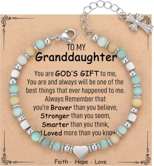 TONY & SANDY Christian Gifts for Women, Religious Cross Bracelet Jewelry, Easter Basket Stuffers for Teens Kids Adults, Faith Confirmation Baptism Christmas Birthday Gifts for Women