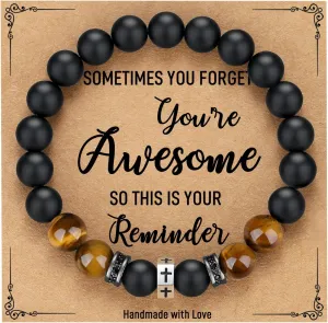 TONY & SANDY Cross Bracelet Men Boys Christian Gifts for Teen Boys Son Grandson Nephew on Graduation Father's Day Easter Birthday