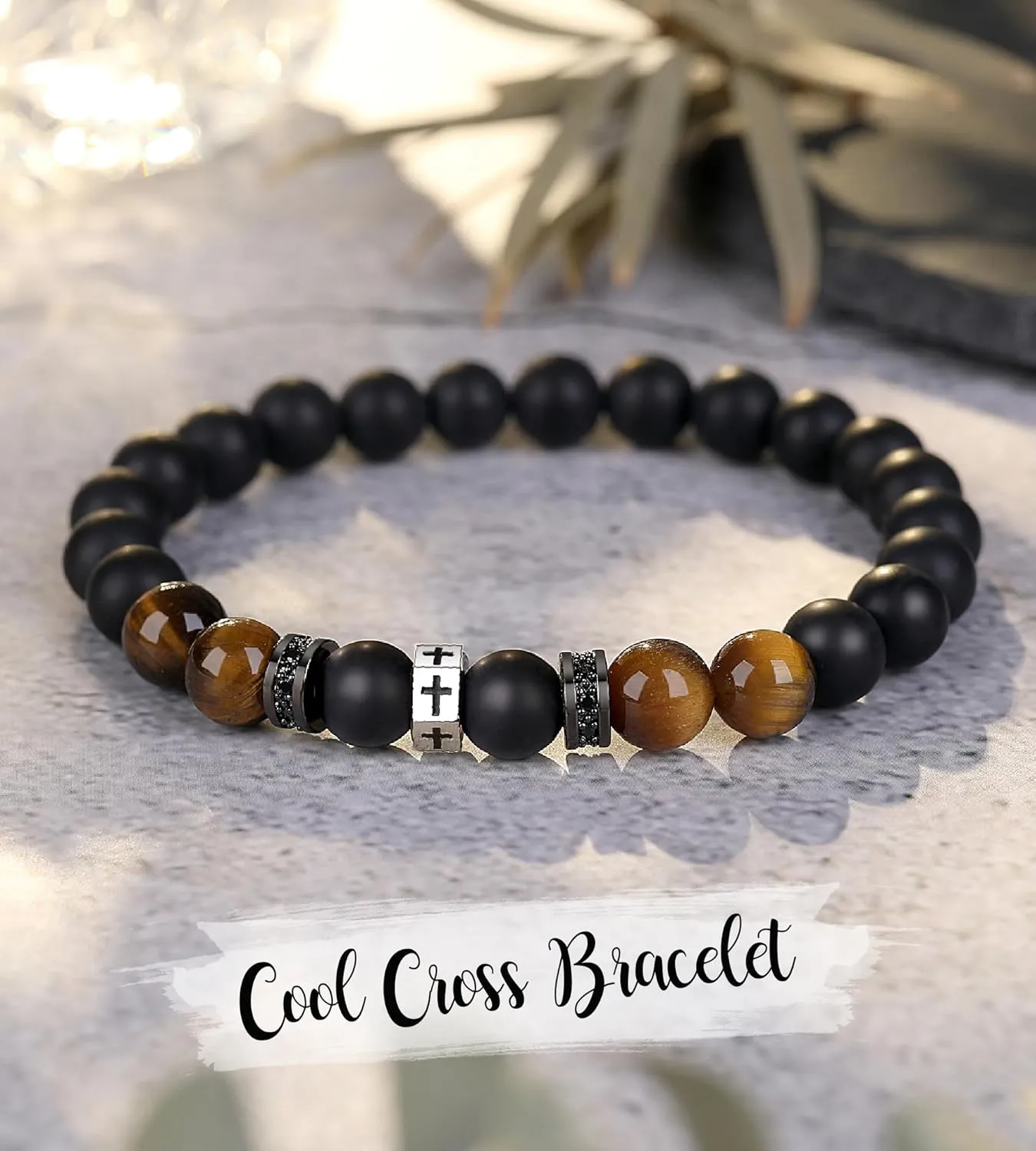 TONY & SANDY Cross Bracelet Men Boys Christian Gifts for Teen Boys Son Grandson Nephew on Graduation Father's Day Easter Birthday
