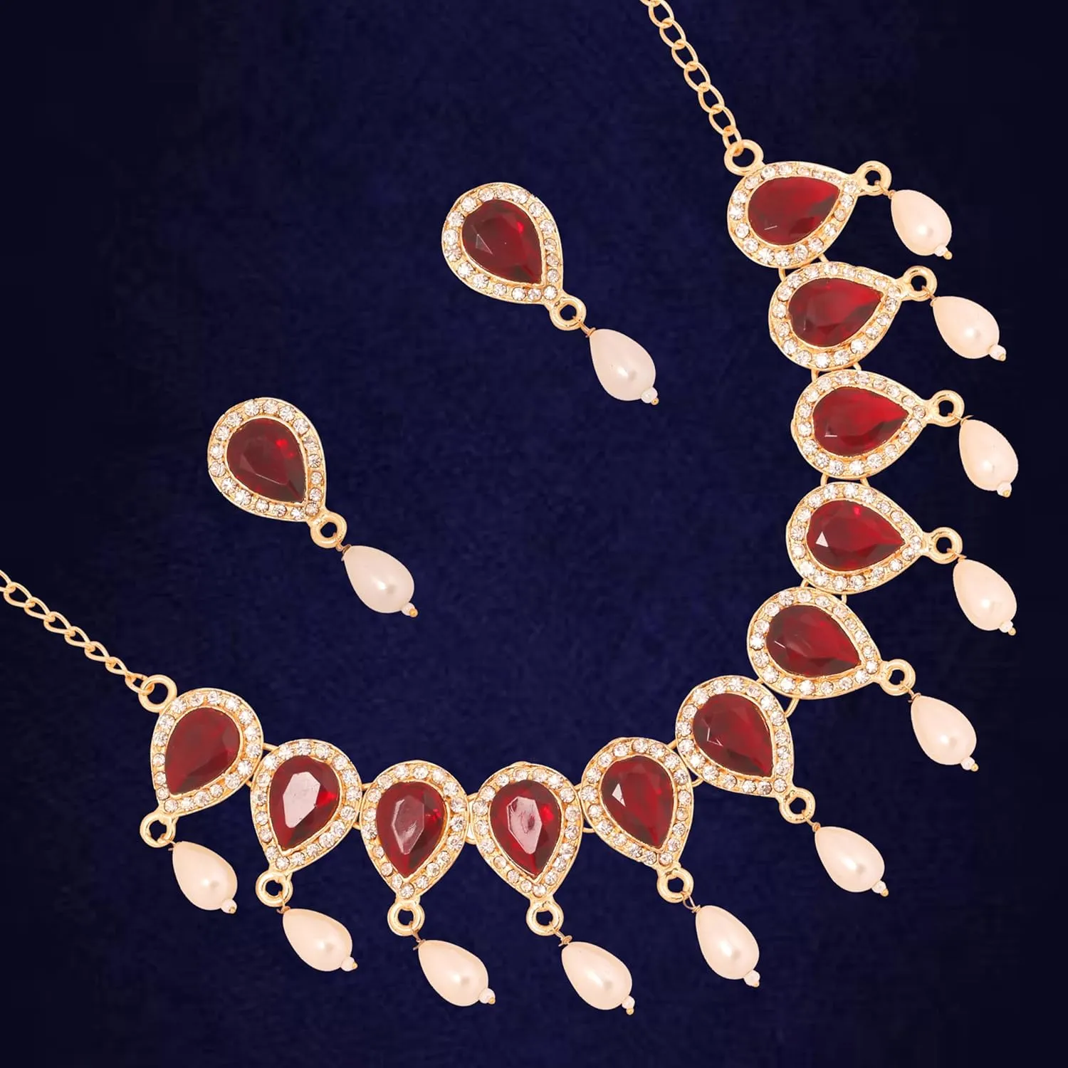 Touchstone Indian Bollywood Traditional Craftsmanship Mughal Designer Jewelry Wedding Necklace Set in Antique Gold Or White Tone for Women.