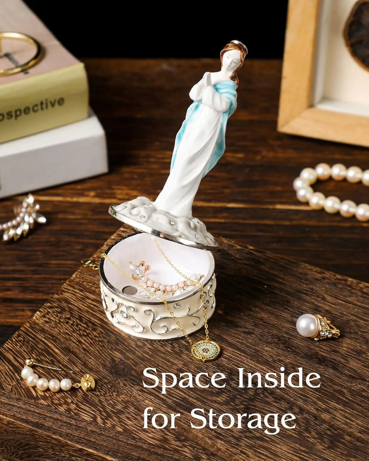 Trinket Box Jesus Mary Mother Jewelry Box Catholic Home Decor Treasure Box Hand Painted Religious Gift