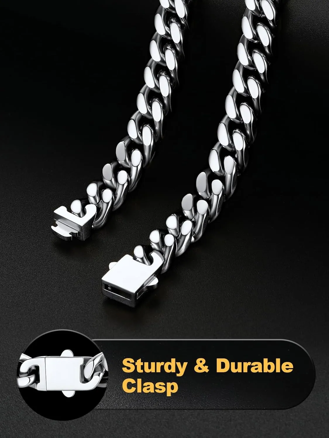 U7 Cuban Link Bracelet for Men Stainless Steel Wrist Bracelets Silver/Gold Plated Cuban Chain for Men Women, 5mm/7mm/9mm/12mm Width,7.5/8.3/9 Inch Length Jewelry with Box Package