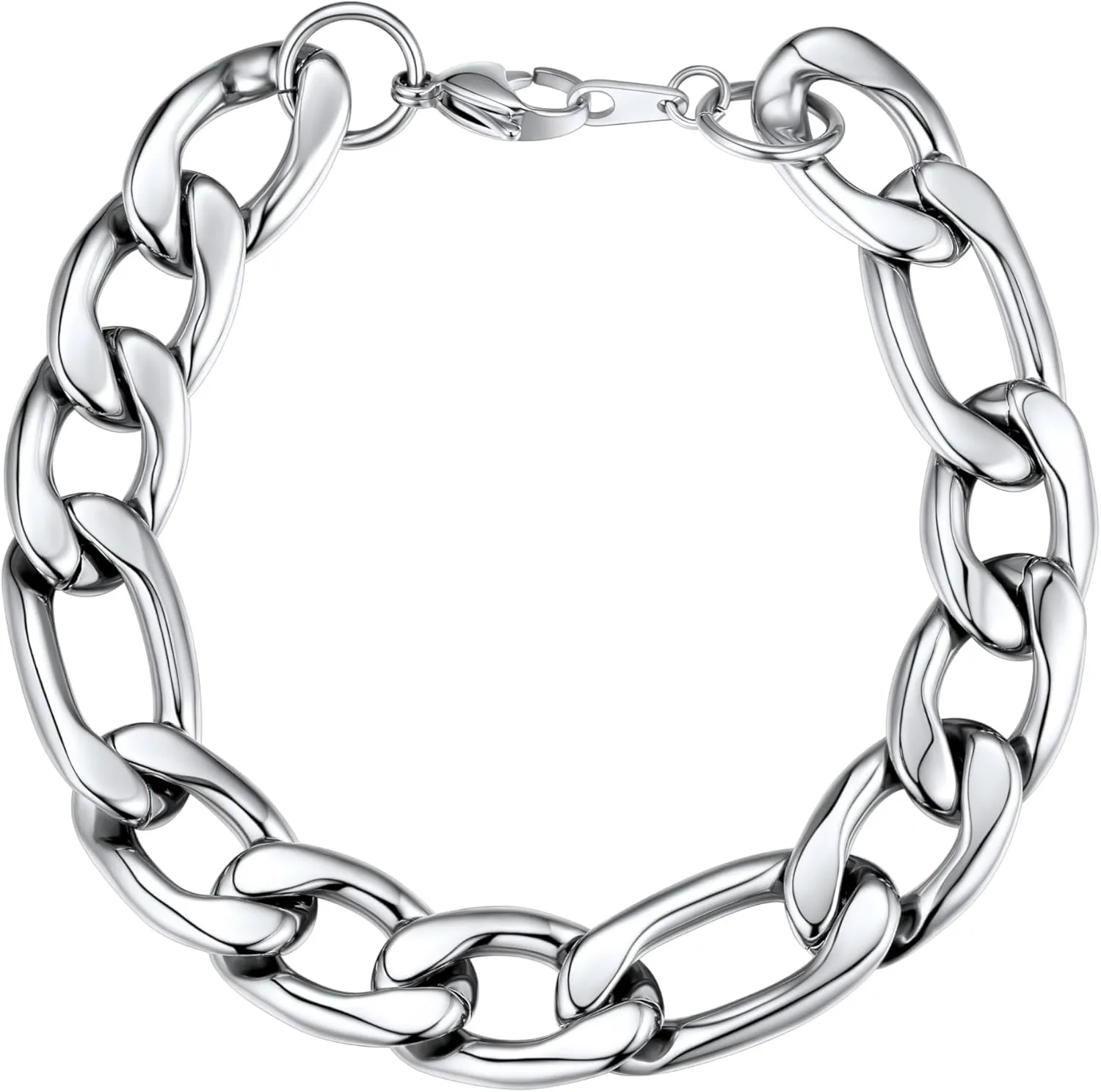 U7 Figaro Bracelet, Stainless Steel Figaro Chain Bracelet, Rope Chain Bracelet Stainless Steel 18K Gold Plated Wrist Chain for Men Women
