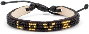 Ubuntu Life Skinny Beaded Leather LOVE Bracelet  Handmade Genuine Leather and Glass Bead Bracelet with Slide Closure, Stackable Bracelets for Women and Men