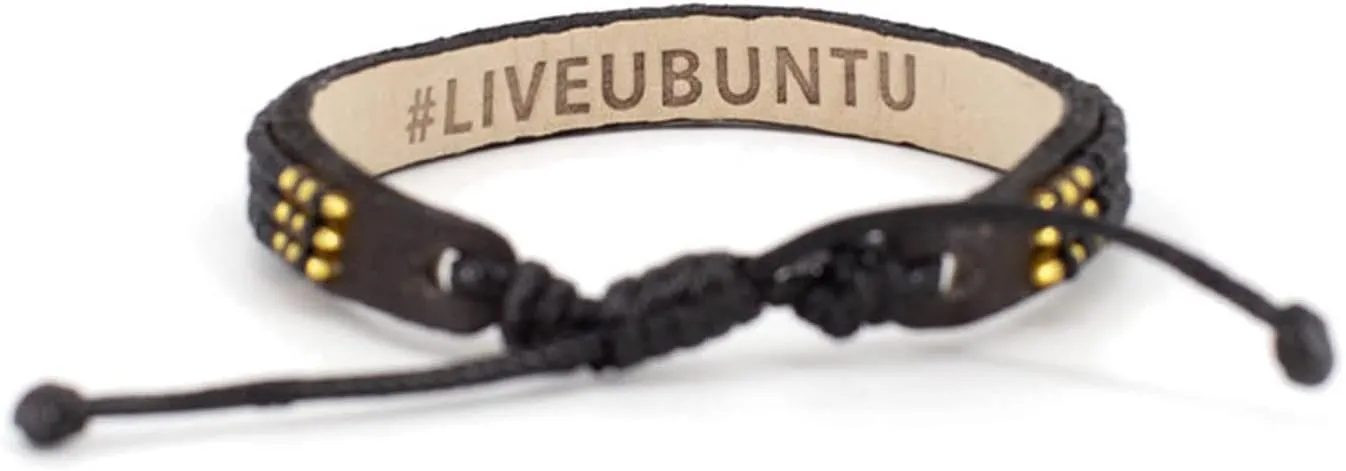 Ubuntu Life Skinny Beaded Leather LOVE Bracelet  Handmade Genuine Leather and Glass Bead Bracelet with Slide Closure, Stackable Bracelets for Women and Men