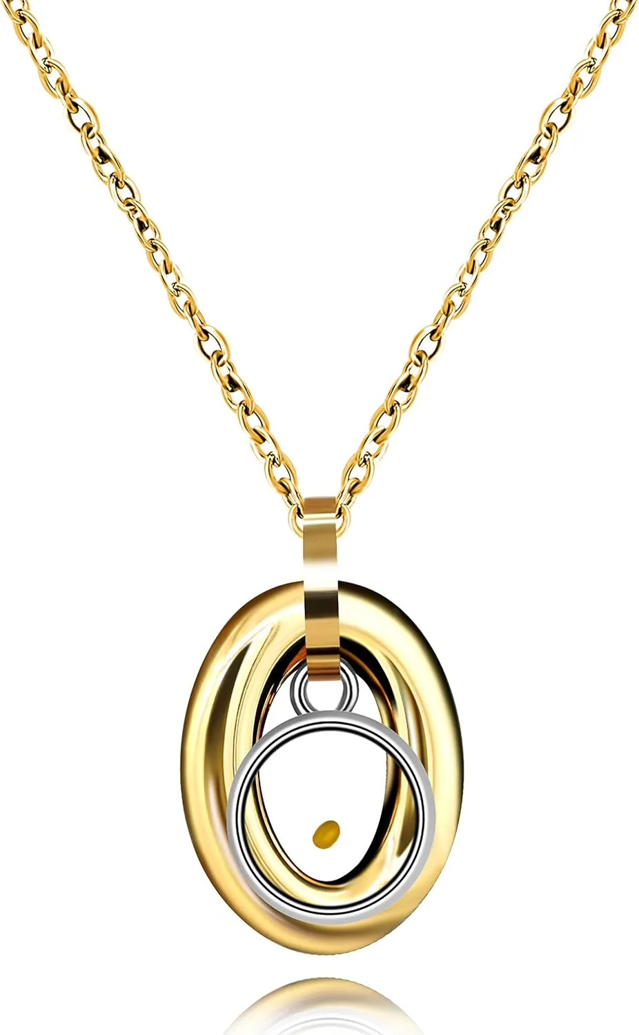 Uloveido Gold Plated Titanium Oval Pendant Necklace for Women, Mustard Seed Christian Chocker Necklace Jewelry Y691