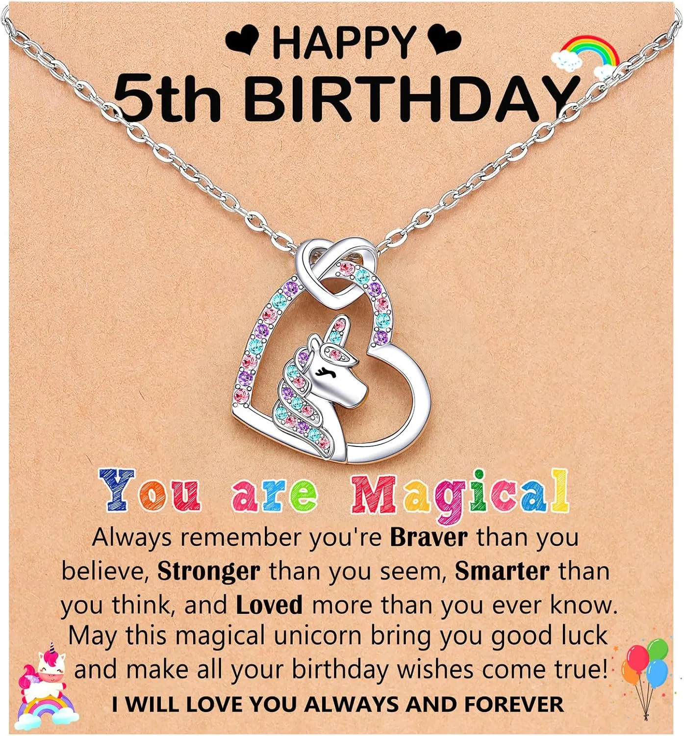 UNGENT THEM Happy 4th/5th/6th Magical Birthday Gifts for Girls, Unicorn Necklace Bday Presents