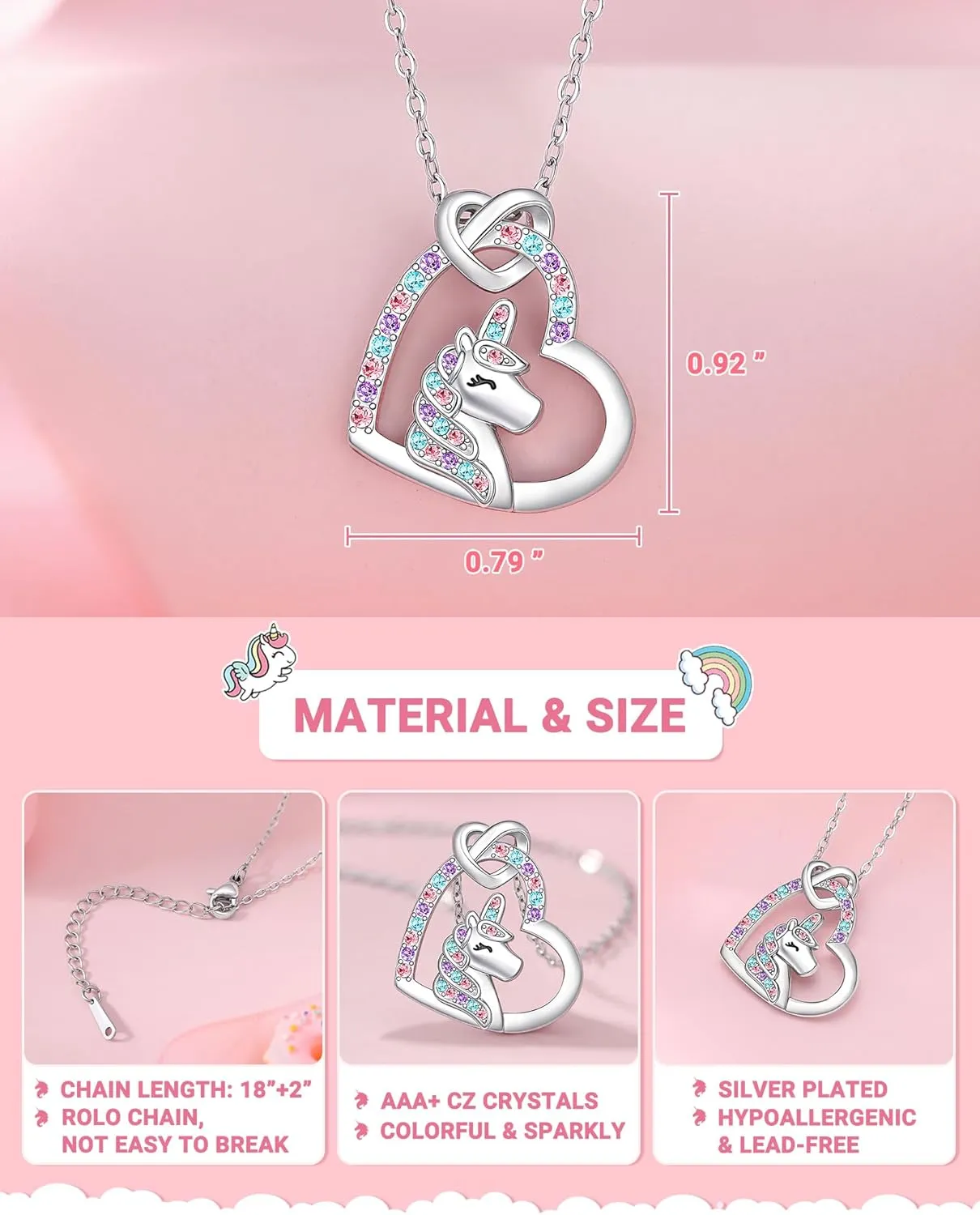 UNGENT THEM Happy 4th/5th/6th Magical Birthday Gifts for Girls, Unicorn Necklace Bday Presents