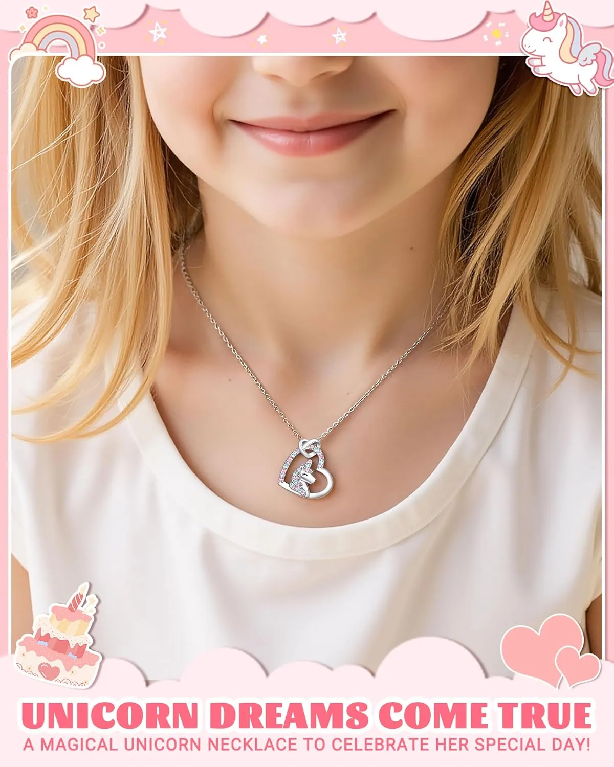 UNGENT THEM Happy 4th/5th/6th Magical Birthday Gifts for Girls, Unicorn Necklace Bday Presents