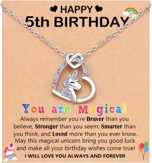 UNGENT THEM Happy 4th/5th/6th Magical Birthday Gifts for Girls, Unicorn Necklace Bday Presents