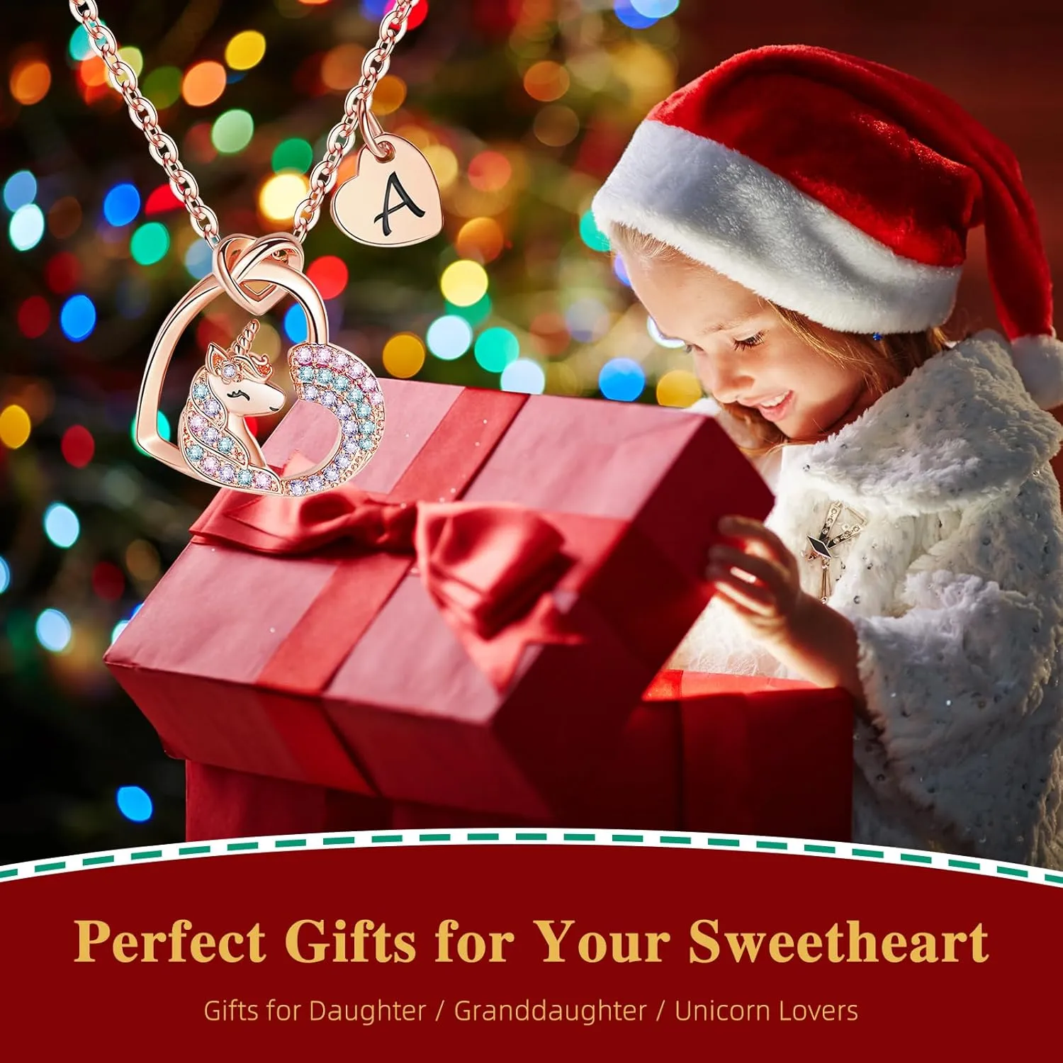 Unicorn Gifts for Little Girls Jewelry - 14K Gold Plated Unicorn Necklace With Initial Personalized Gifts for Preteen Girls Heart CZ Pendant Hypoallergenic Unicorns Jewelry Birthday Gifts for Girls