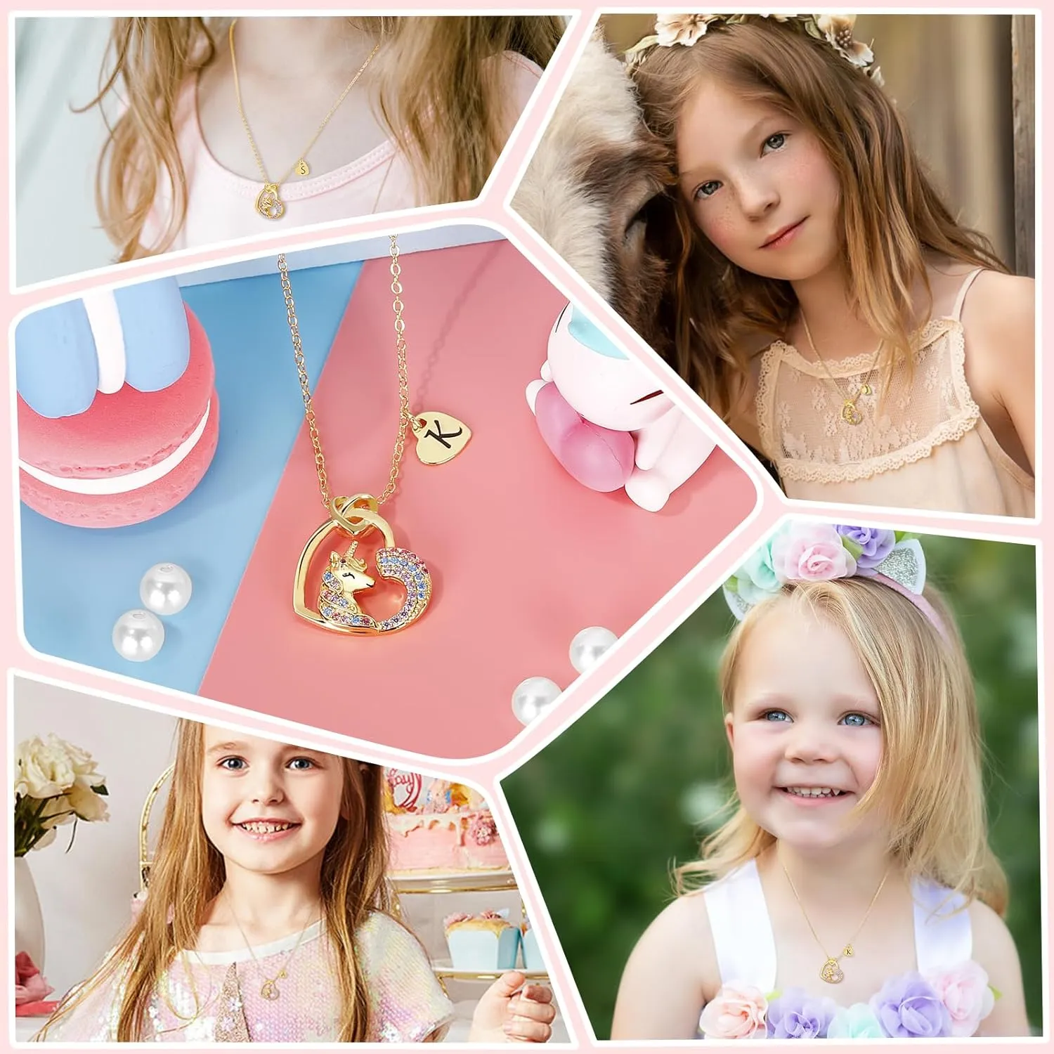 Unicorn Gifts for Little Girls Jewelry - 14K Gold Plated Unicorn Necklace With Initial Personalized Gifts for Preteen Girls Heart CZ Pendant Hypoallergenic Unicorns Jewelry Birthday Gifts for Girls