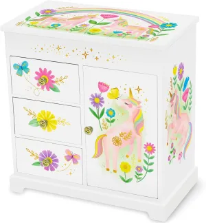 Unicorn Musical Jewelry Box for Girls - Unicorn Toys for Girls Age 4-6 - Kids Jewelry Box with Drawers - 9 x 5 x 9.3 in