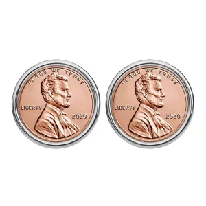 US 2020 Lincoln Small Cent BU Uncirculated Coin Silver Plated Cufflinks NEW - Lucky Penny