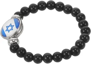 VANZACK Glow in The Dark Israel Flag Bracelet Beaded Wristband Unisex Fashion Accessory