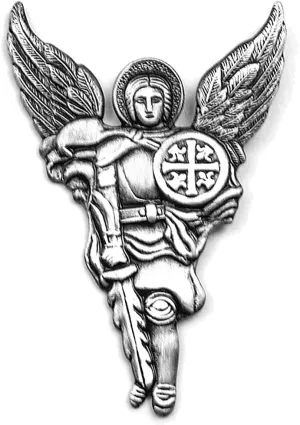VENICEBEE Archangel St. Michael Saint Shield Cross Sword Guardian Angel Protection Silver Plated Premium Pin