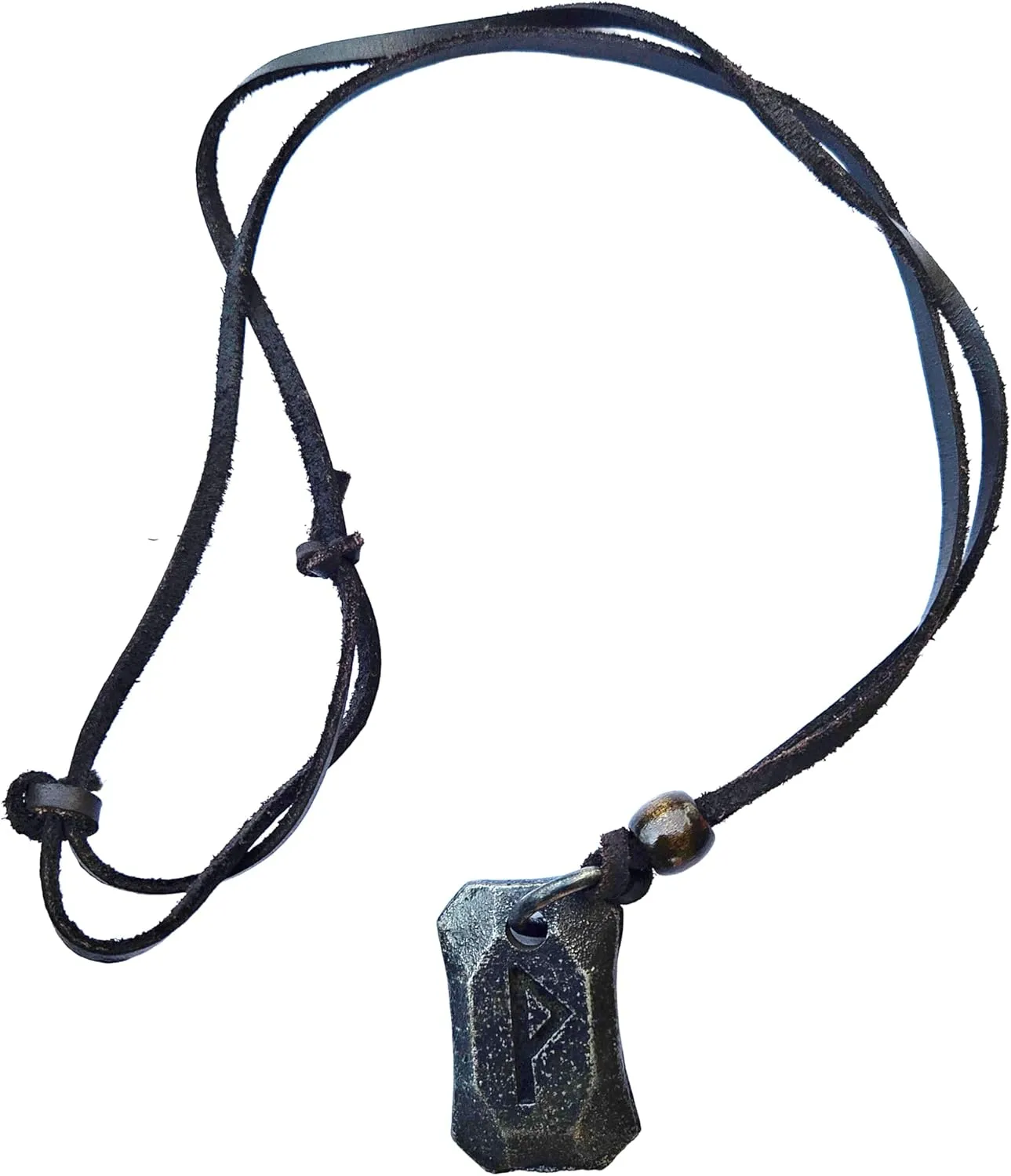 Viking Runes Pendant  Viking Symbol Necklace with Adjustable Leather Cord