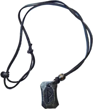 Viking Runes Pendant  Viking Symbol Necklace with Adjustable Leather Cord