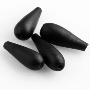Vintage Art Deco hollow matte jet satin glass teardrop, 1920s France 11x6mm, Pkg of 8. b11-bw-2088(e)