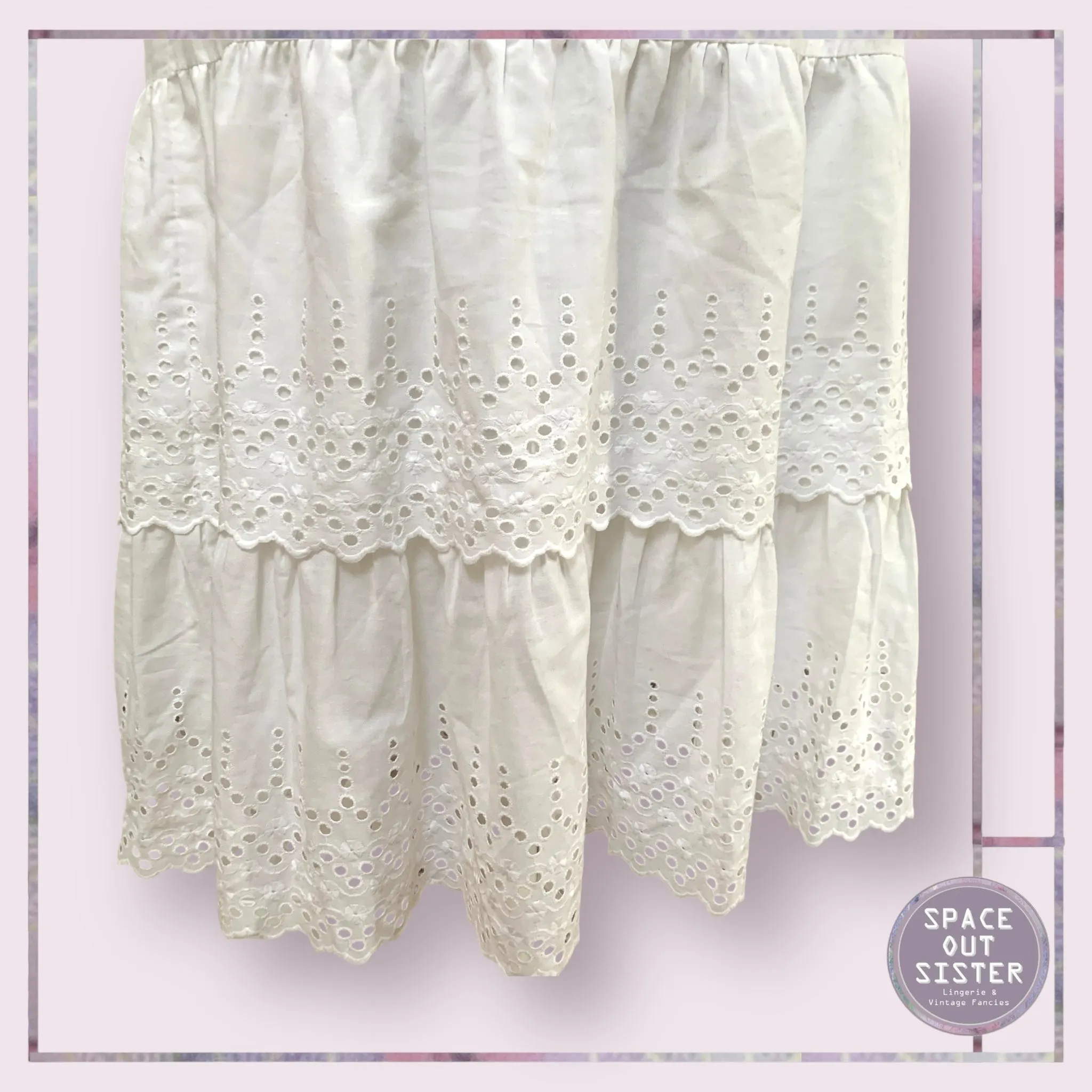 Vintage Dot Embroidered Tiered Petticoat