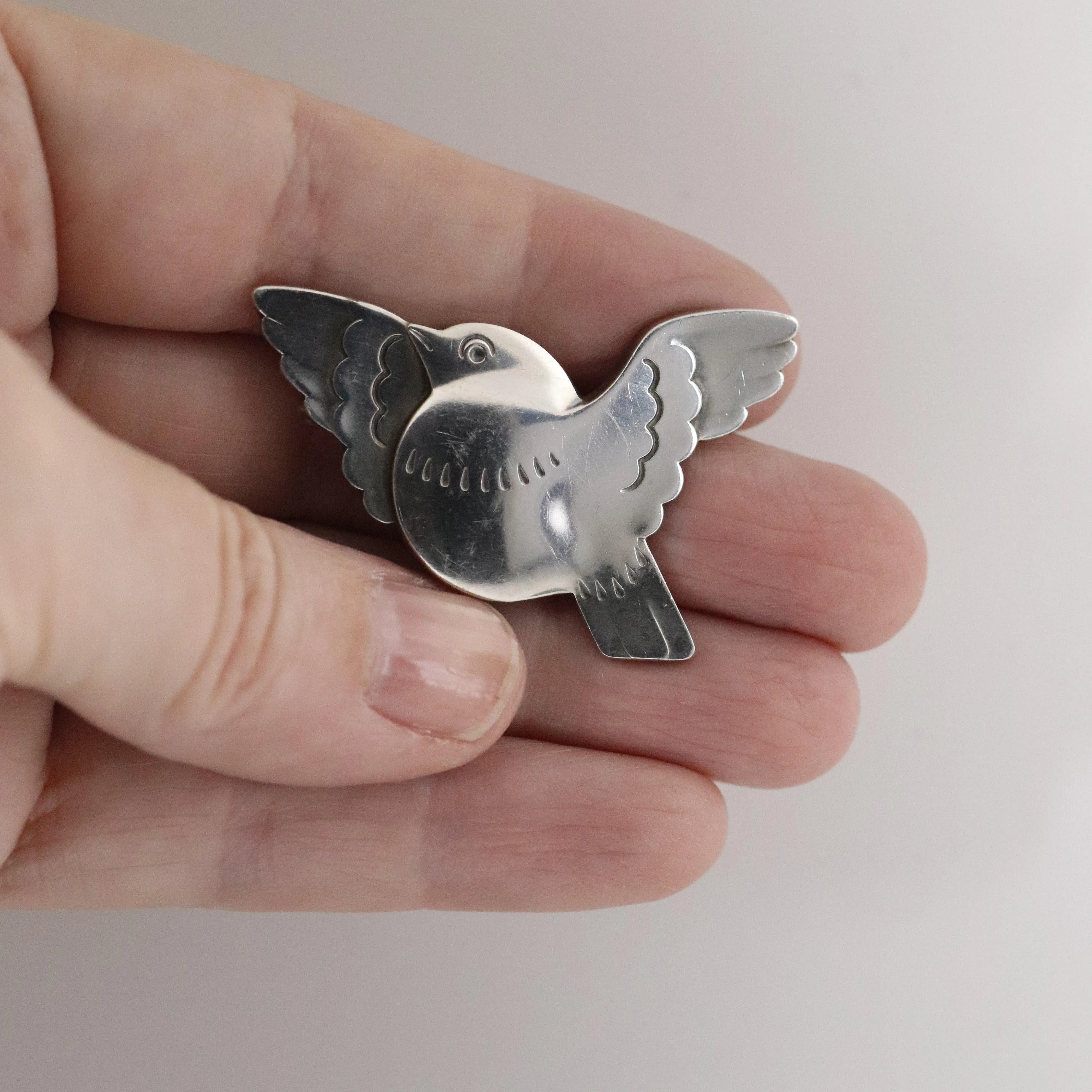 Vintage Georg Jensen Jewelry | Flying Chubby Bird Brooch 320