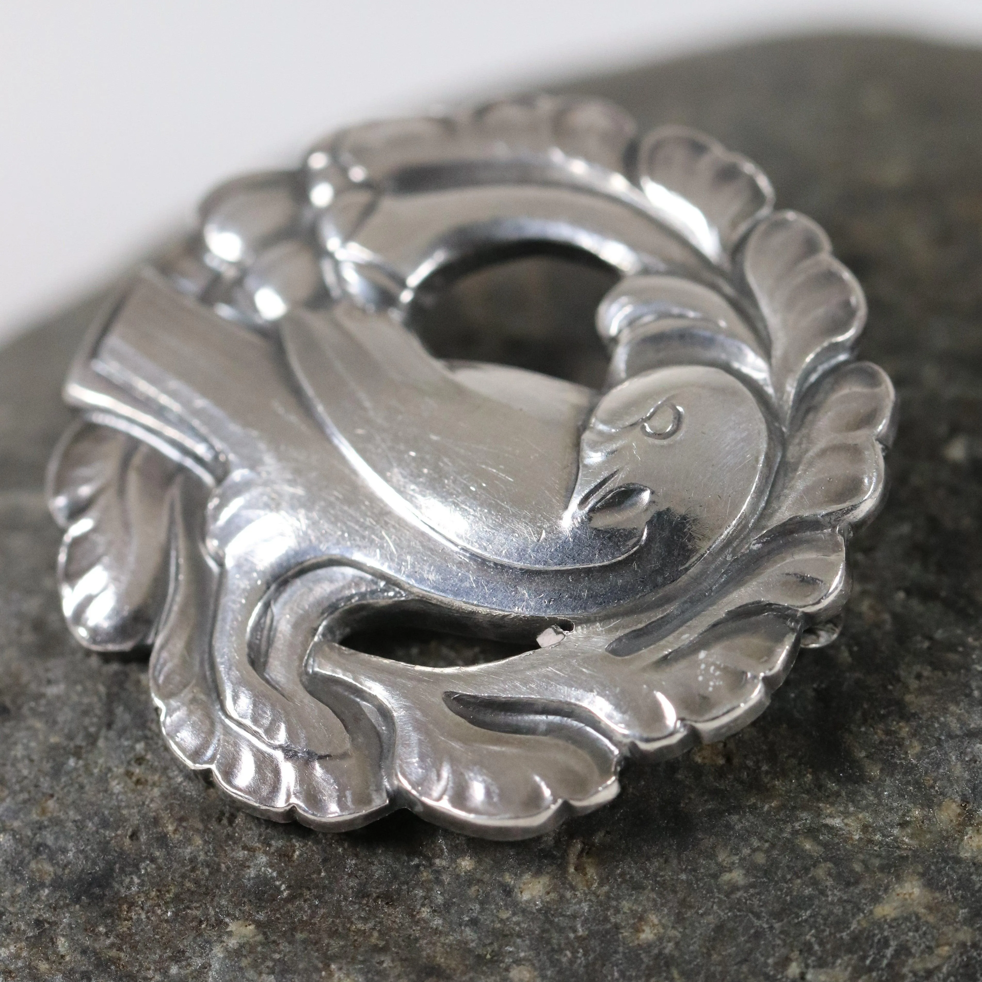 Vintage Georg Jensen Jewelry | Petite Art Nouveau Dove Brooch 134