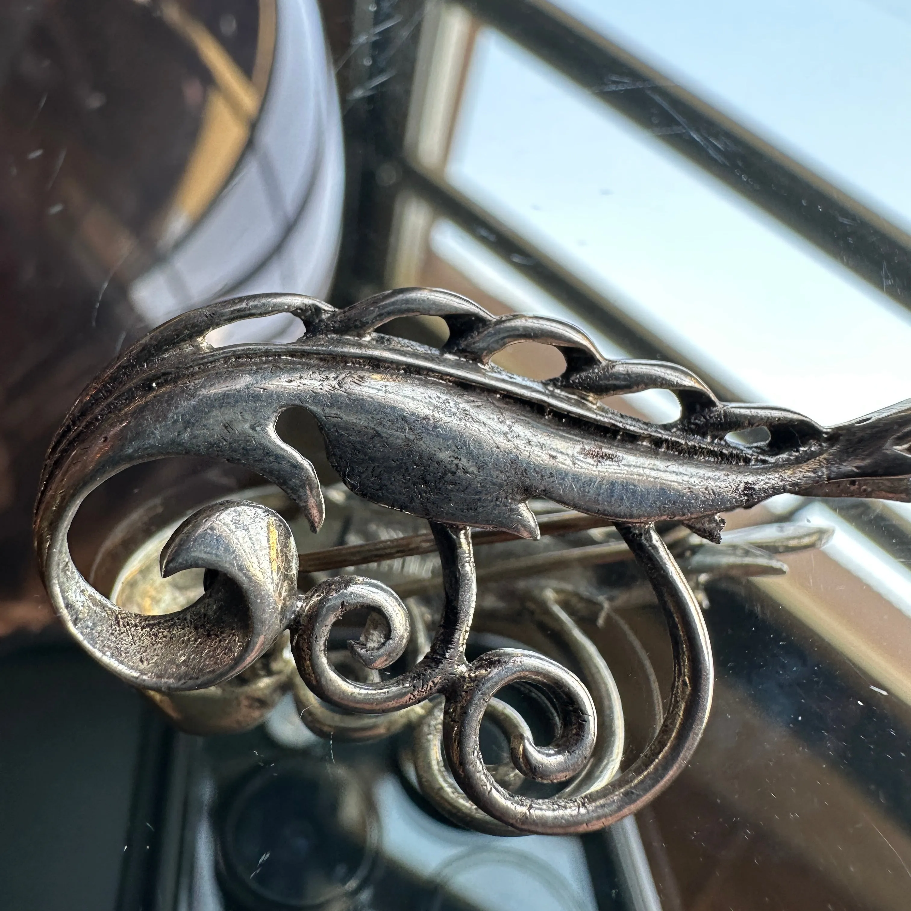 vintage sterling silver signed lang brooch