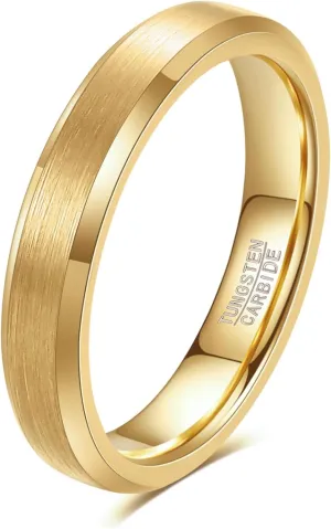 VQYSKO 4mm 6mm 8mm Tungsten Ring for Men Woman Wedding Band Engagement Ring Width | Silver Beveled Edges Matte Brushed Finish Comfort Fit | Size 5-12