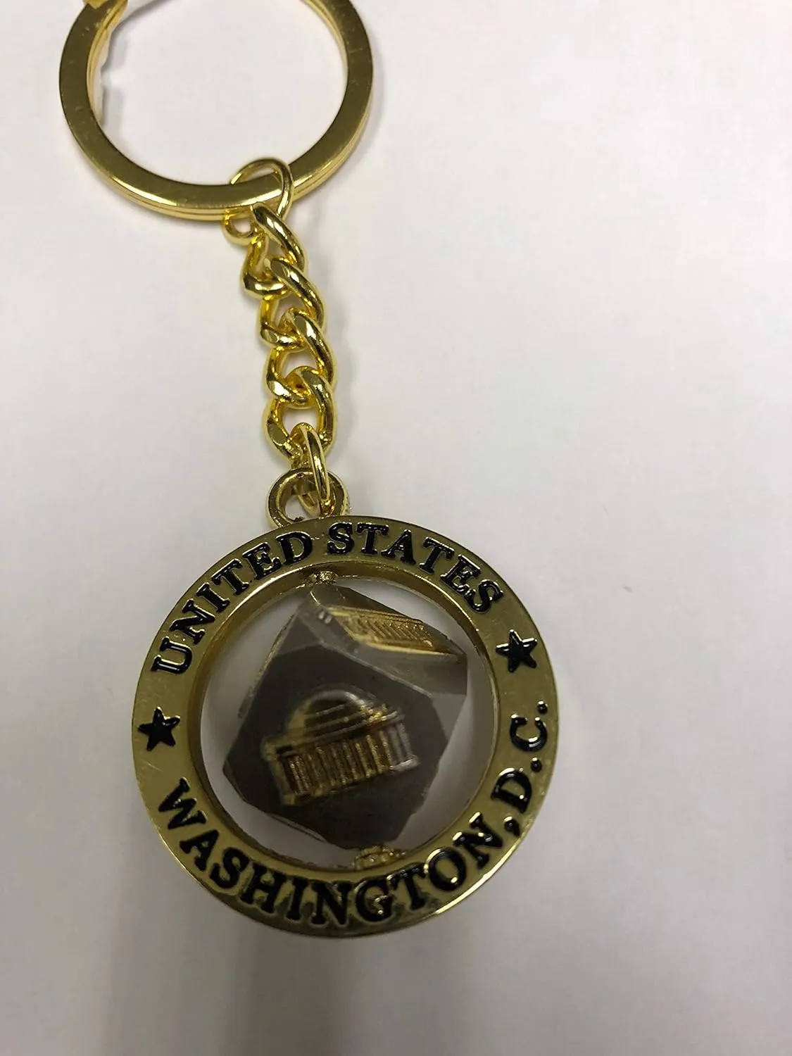 Washington DC Spinning Buildings Dice Key Chain, Washington D.C. Souvenirs (Gold)