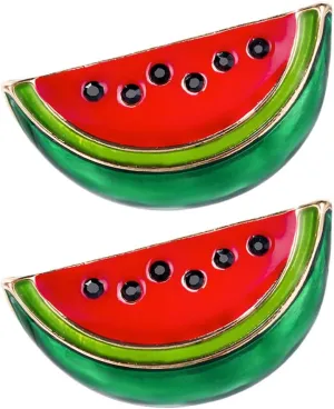 Watermelon Enamel Pin:2Pcs Cute Enamel Pins-Fruit Shaped Cartoon Brooch Pin for Summer Birthday Lapel Collar Accessories Bags