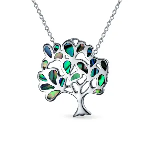 Western Jewelry Abalone Tree of Life Pendant Necklace in Sterling Silver