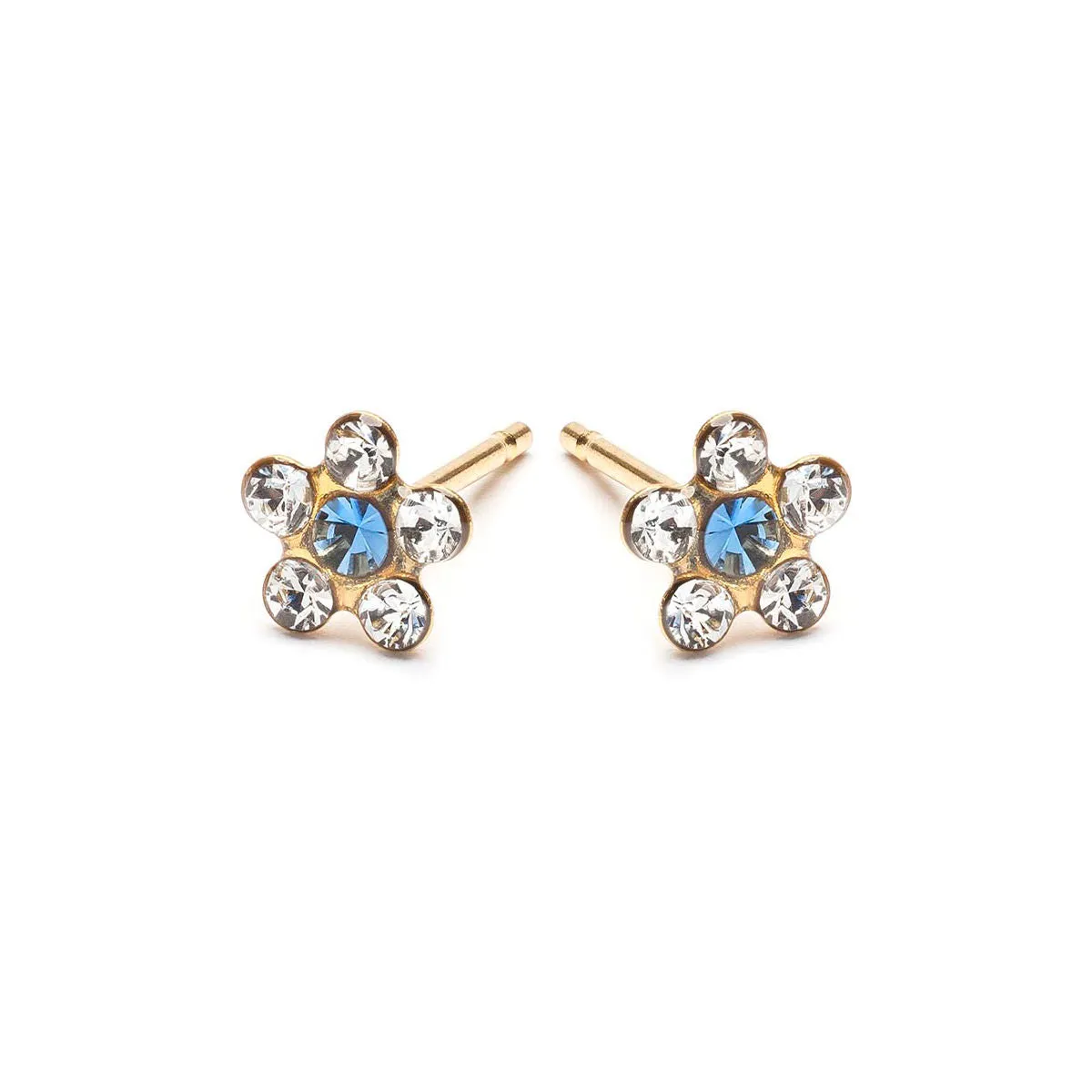 White & Sapphire Gold Plated Daisy Earrings