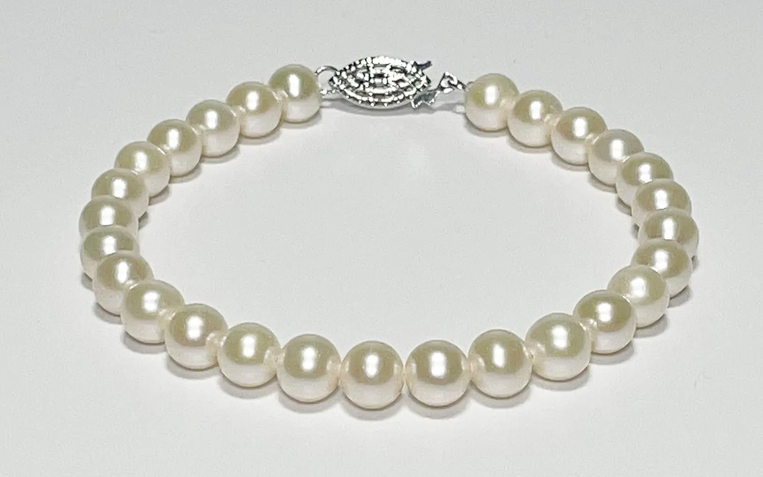 White Freshwater Cultured Pearl Bracelets 6-8 Inch for Women AA Quality 5-8mm White Bracelet Sterling Silver Clasp - Orien Jewelry
