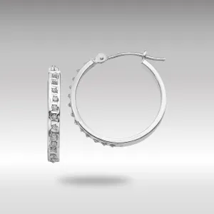 White Gold Diamond Fascination Round Hinged Hoop Earrings - Model DF158
