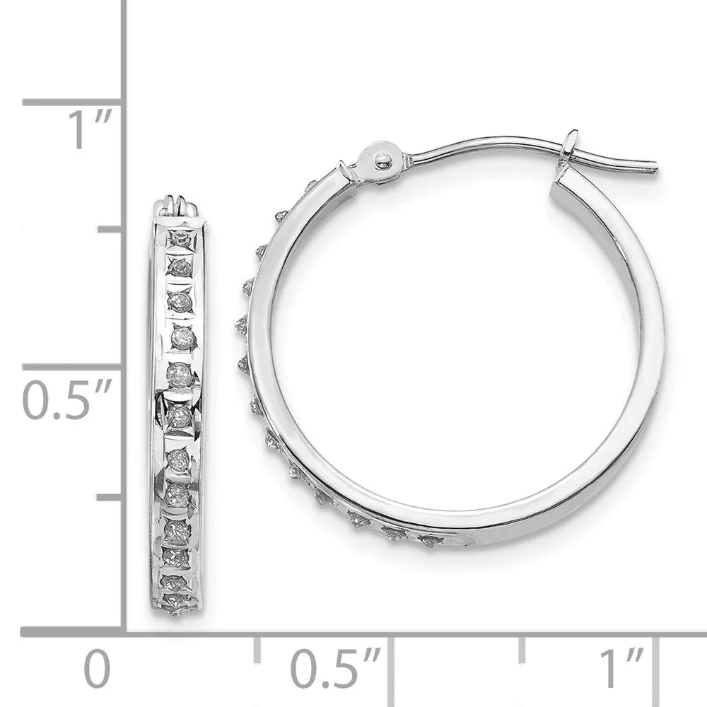White Gold Diamond Fascination Round Hinged Hoop Earrings - Model DF158