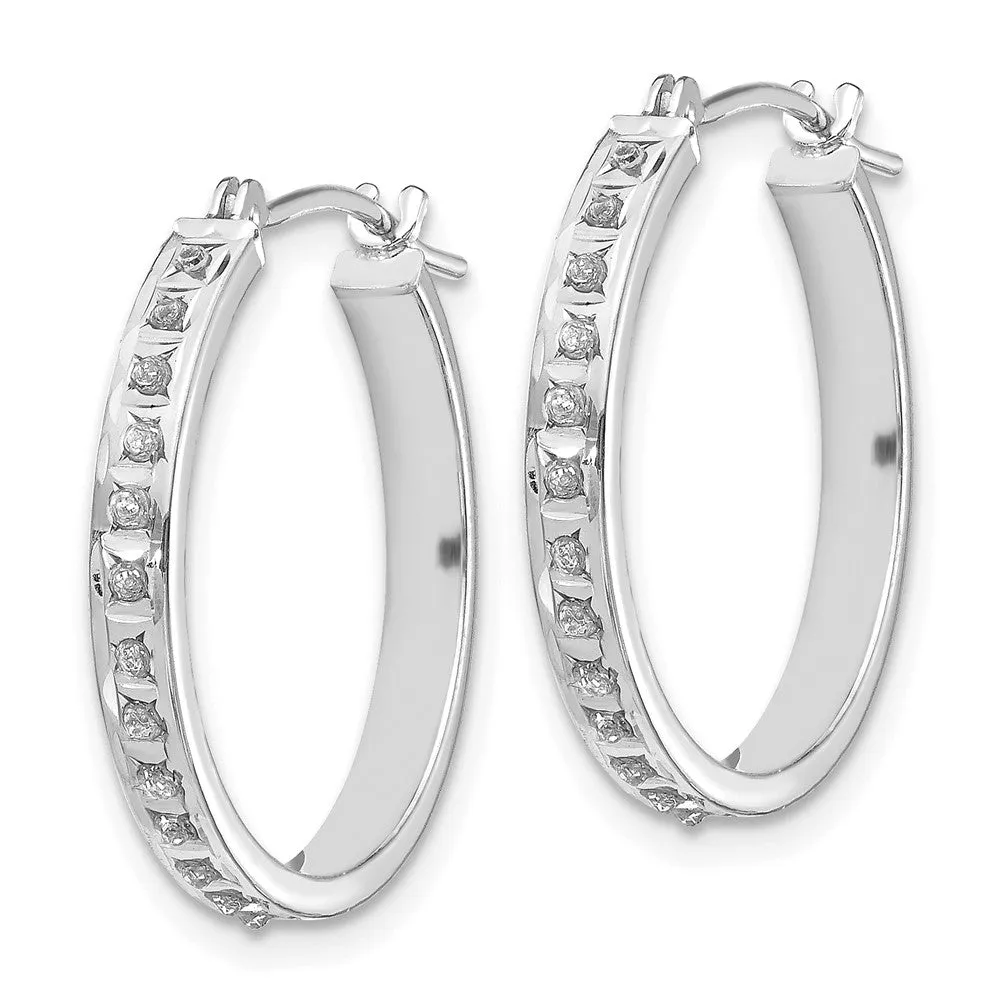 White Gold Diamond Fascination Round Hinged Hoop Earrings - Model DF158