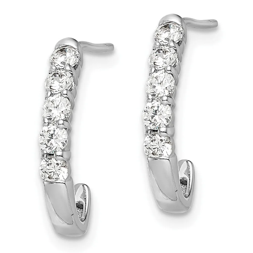 White Gold Diamond J-Hoop Post Earrings - Model EM5495-050-WA