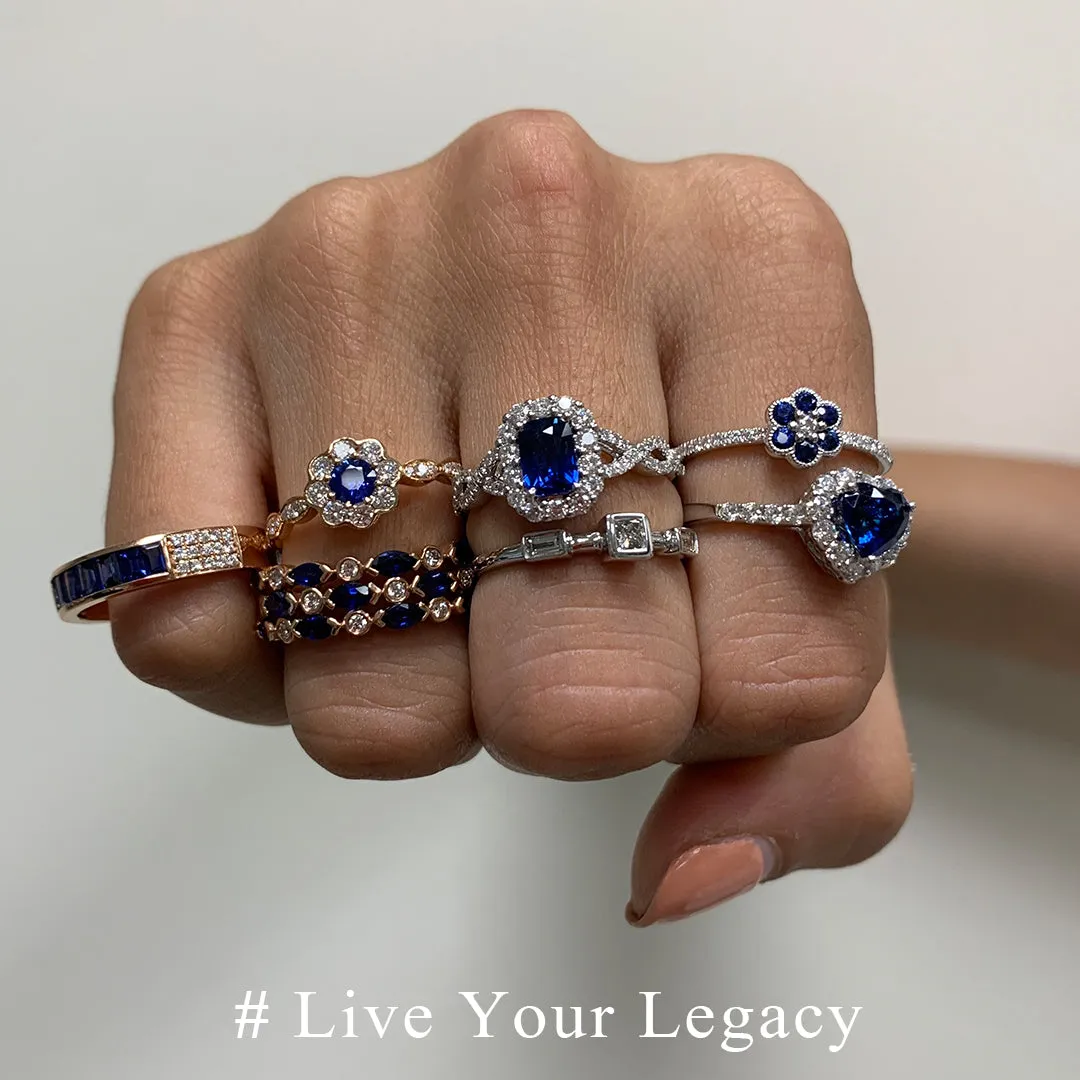 White Gold Sapphire & Diamond Heirloom Ring