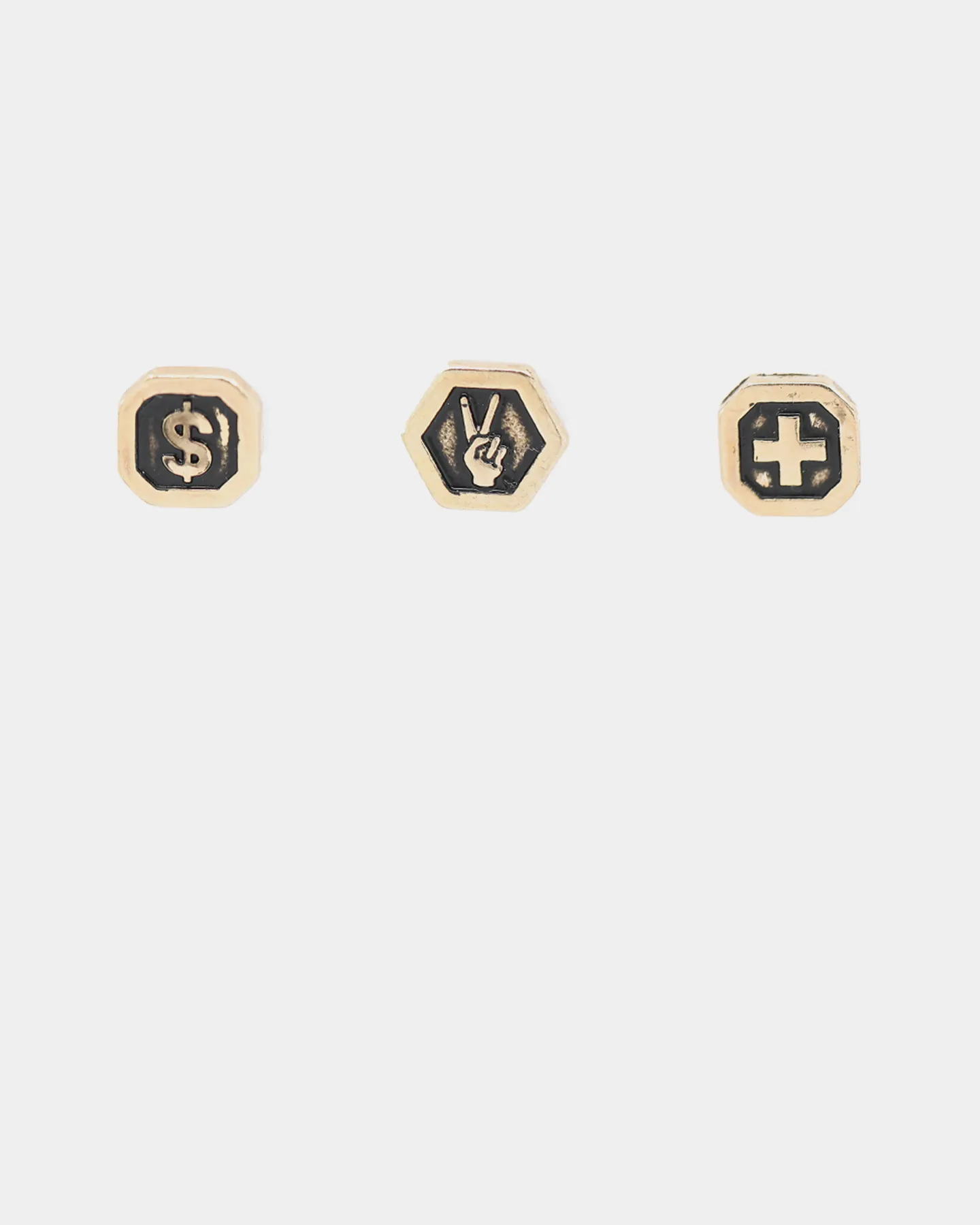 Wild for the Weekend Triple Symbol Earring 3Pack Gold