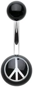 WildKlass Jewelry Classic Peace Acrylic Steel Belly Button Ring