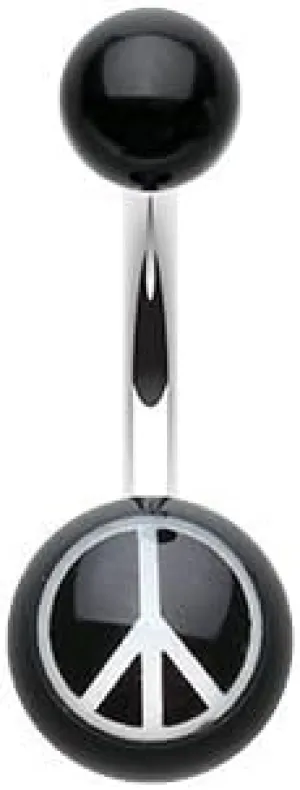 WildKlass Jewelry Classic Peace Acrylic Steel Belly Button Ring