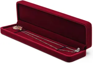Wine Velvet Long Chain Bracelet Necklace Watch Storage Box Gift Case, Premium Gorgeous Jewelry Display Box for Wedding,Engagement, Proposal, Birthday and Anniversary (Wine)