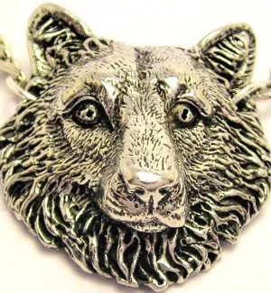 Wolf Head Large Pendant Genuine American Pewter Charm