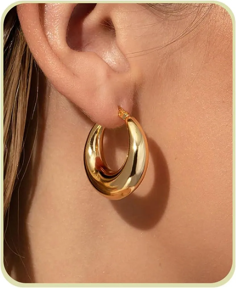 Women Gold Huggie Hoop Earrings 14K Gold Plated Small Hoop Earrings Beaded Hoop Earrings for Everyday Wear Tiny Boho Earrings