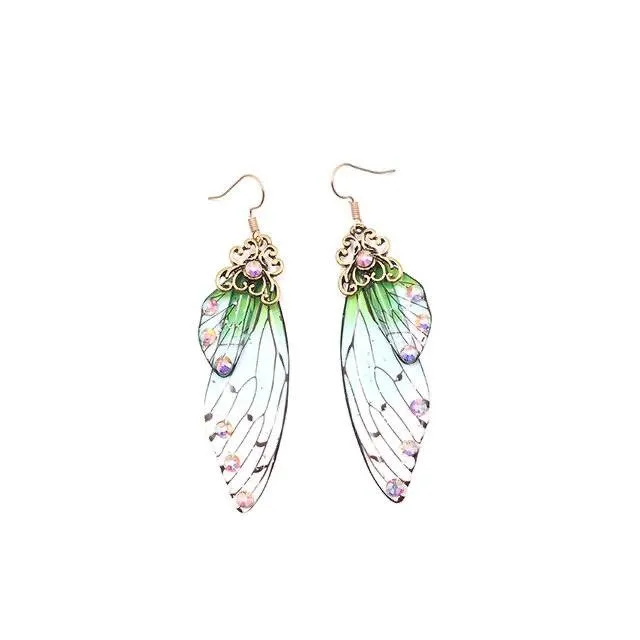 Women Handmade Magical Butterfly Simulation Wing Earrings