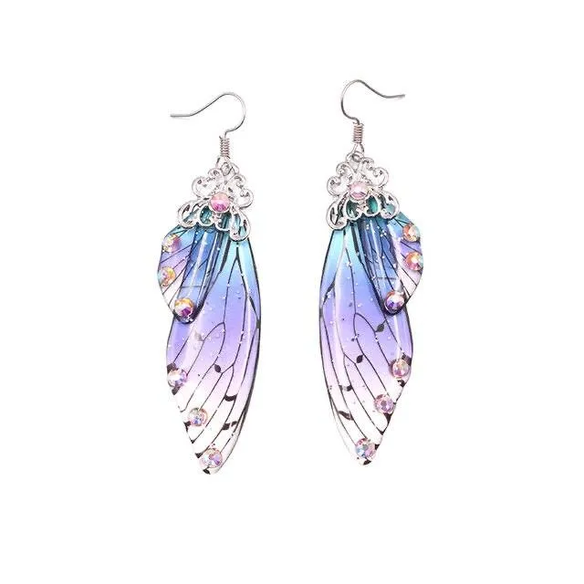 Women Handmade Magical Butterfly Simulation Wing Earrings