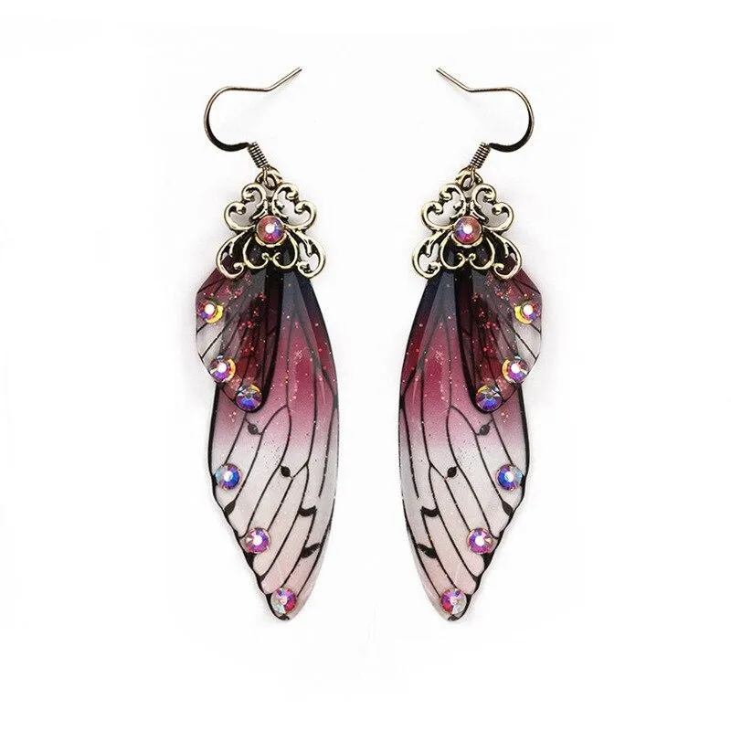 Women Handmade Magical Butterfly Simulation Wing Earrings